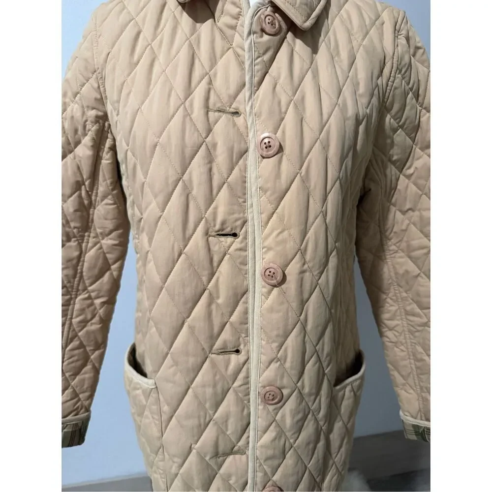 L.L. Bean quilted tan chore plaid lining Thermore jacket button front M - Picture 9 of 11